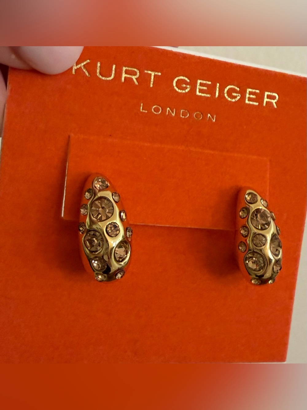 Kurt Geiger Gold-Tone Bombay Pave Cubic Zirconia Hoop Earrings NWT - Picture 6 of 6